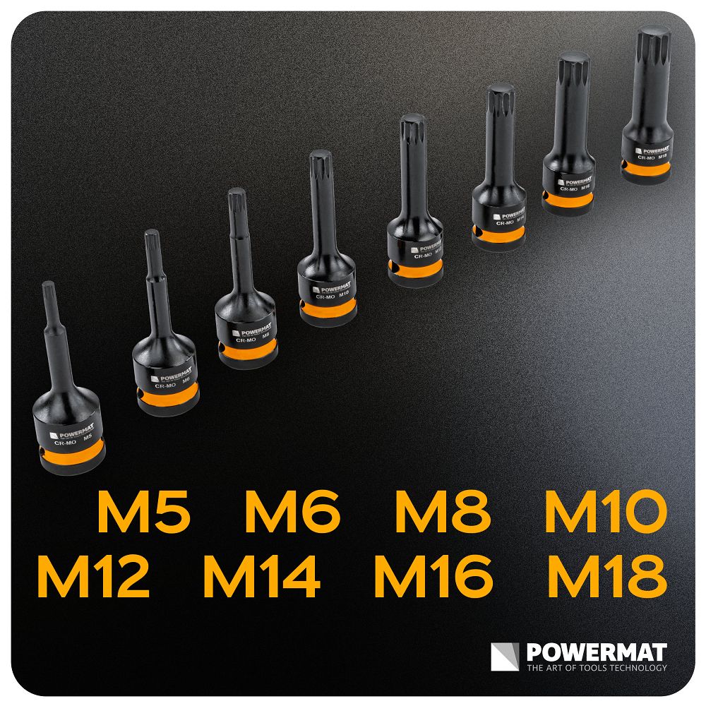 Set chei tubulare de impact PM-ZNU-518T, 8 bucati, Powermat PM1384