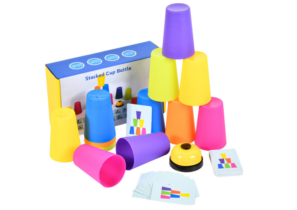 Joc de societate Stacked Cup Battle, set multicolor, Lean 20942