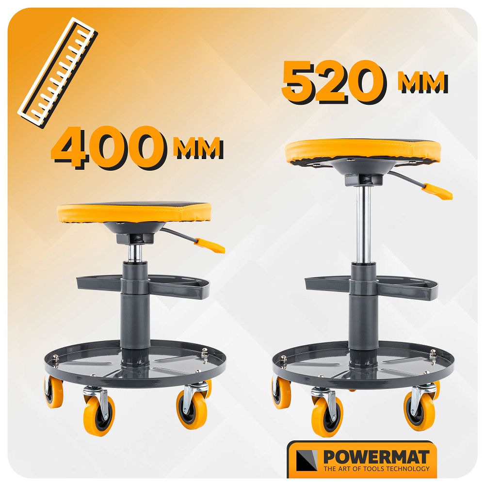 Scaun telescopic pentru atelier PM-SWA-150T, 400-520 mm, Powermat PM1455