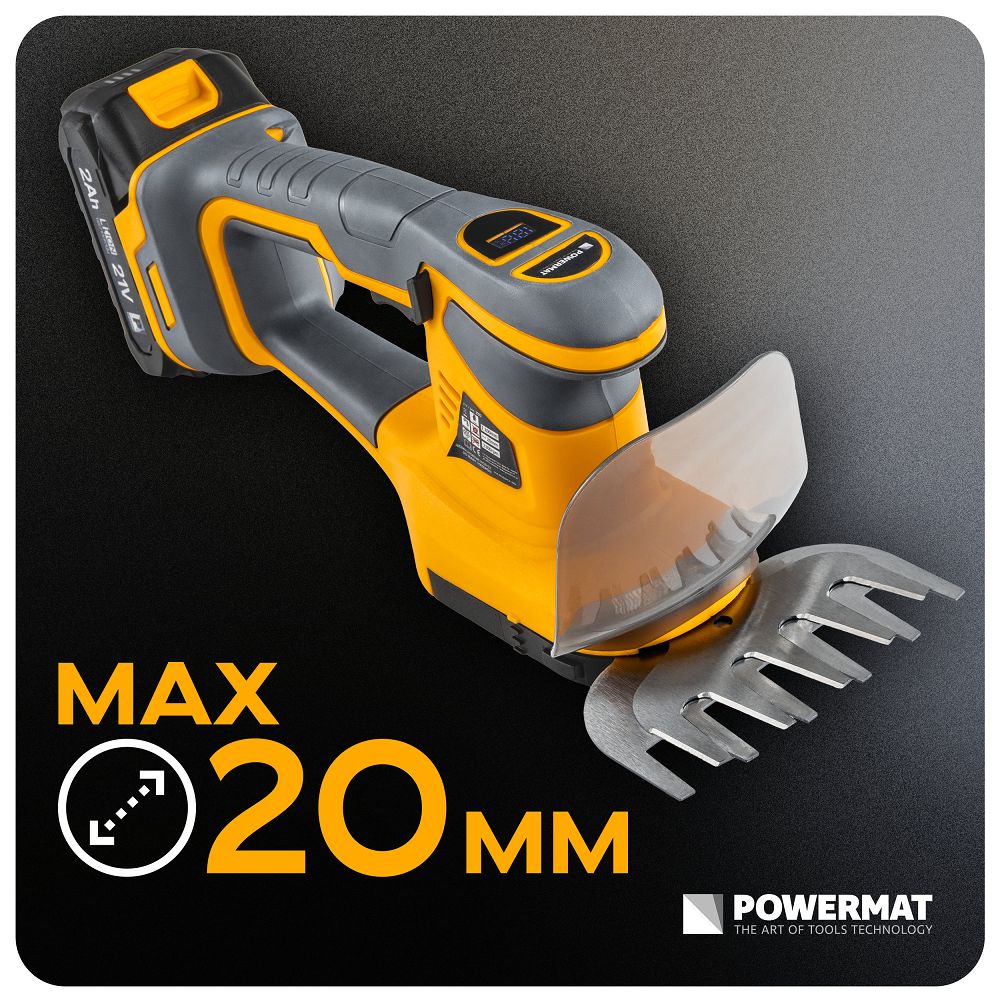 Foarfeca electrica pentru arbusti si gard viu cu acumulator PM-ANTK-21VM, 2 Ah, 21 V, Powermat PM1630