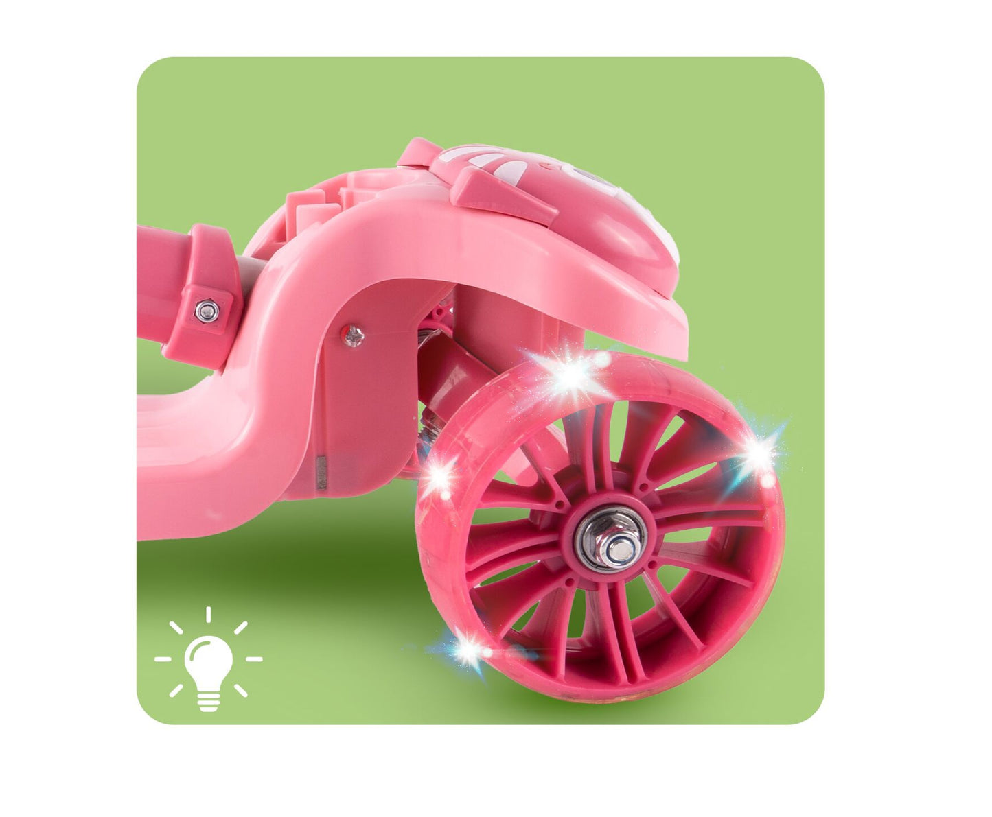 Trotineta pliabila cu 3 roti iluminate LED pisicuta 2 in 1, roz, MalPlay 112313