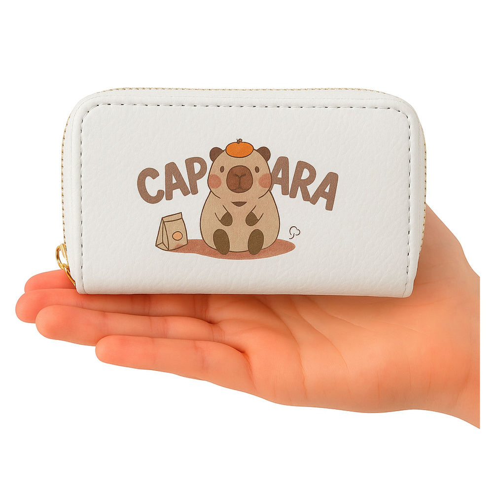 Portofel cu motiv Capybara, 2 compartimente, 12.5 x 8.5 x 4.5 cm, alb, Lean 27563