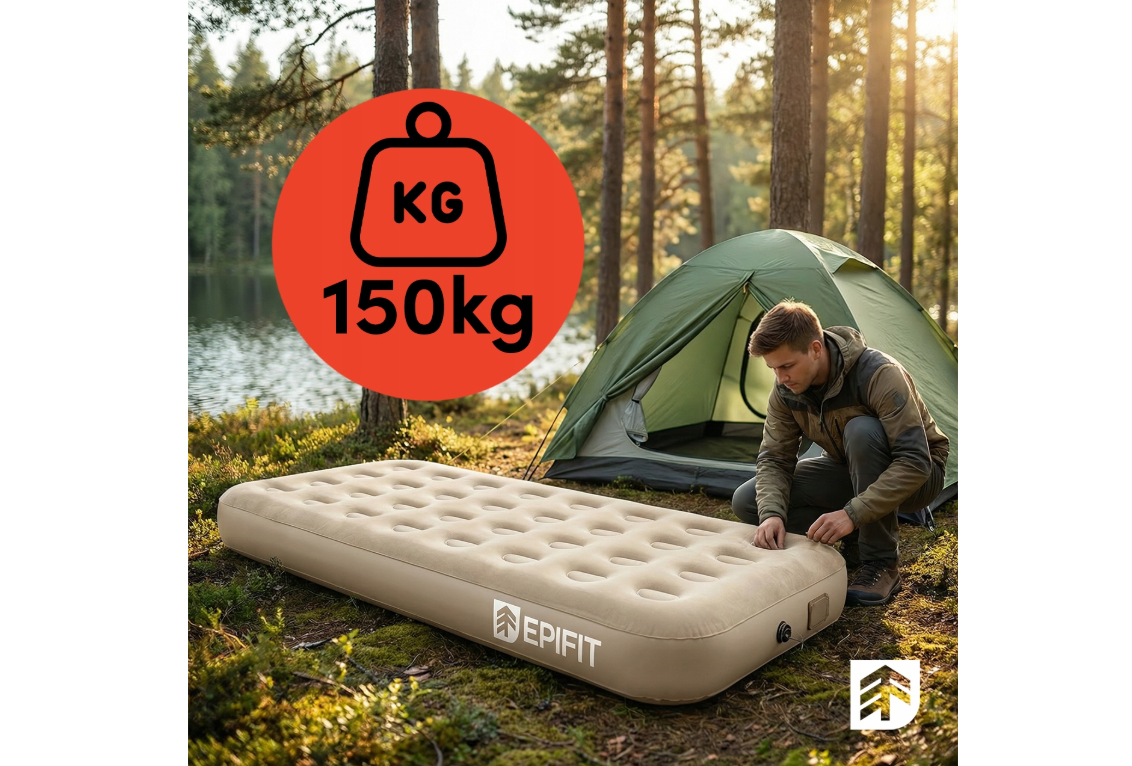 Saltea gonflabila cu pompa electrica Epifit, capacitate maxima 150 kg, bej, MalTec 114245
