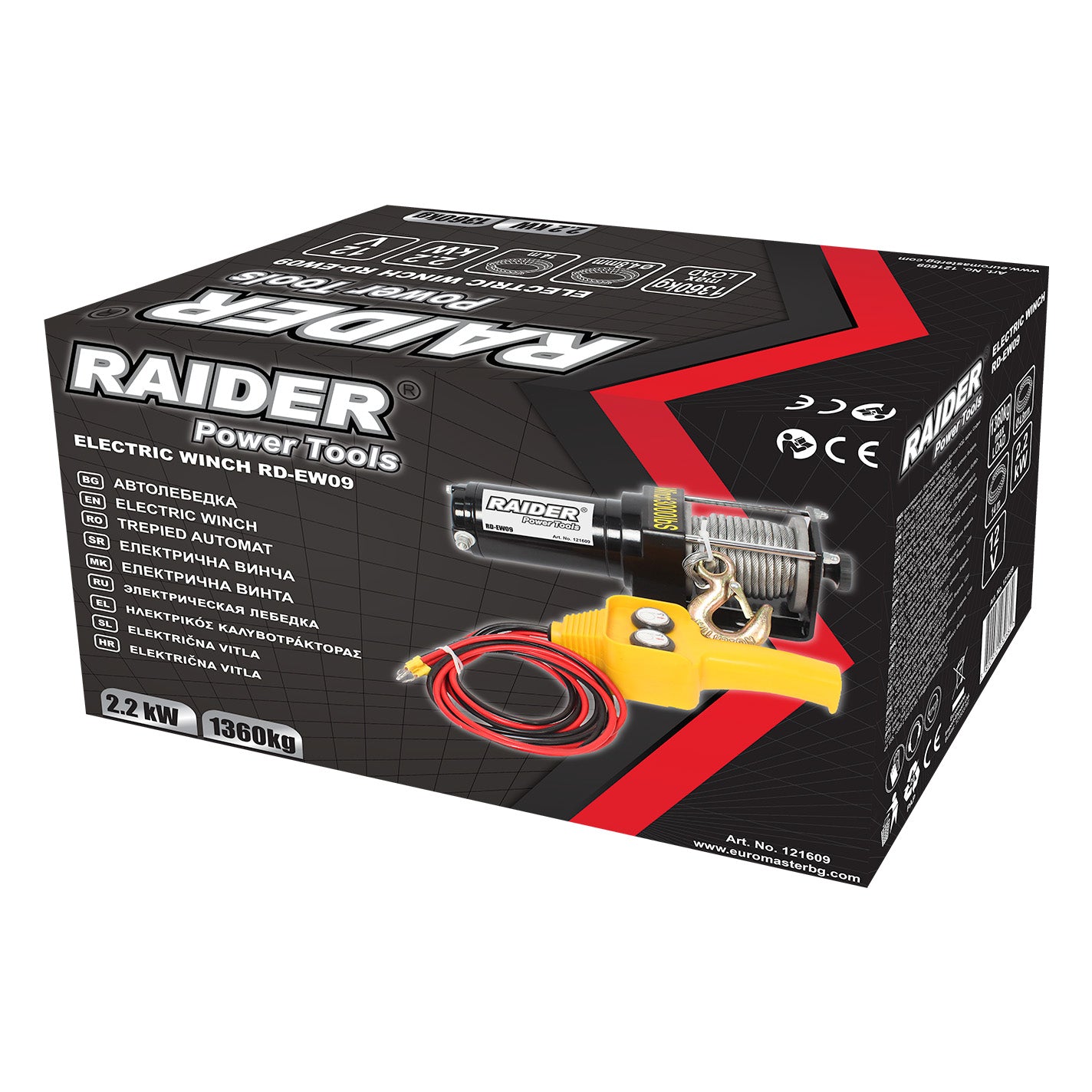 Troliu electric RD-EW09, 12 V, 1360 kg, 2.2 kW, 4.8 mm x 14 m, Raider 121609