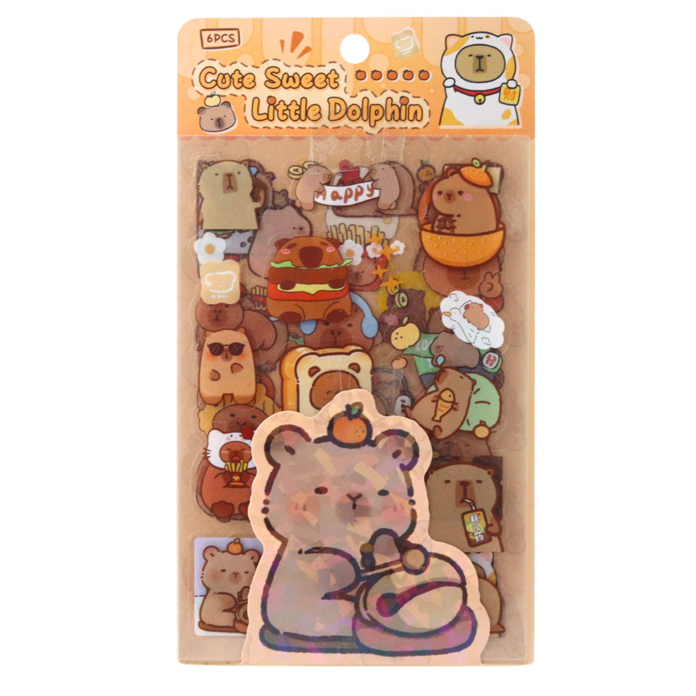 Set stickere decorative Capybara, 6 foi, 110 elemente, 18.5 x 10.5 cm, Lean 25036