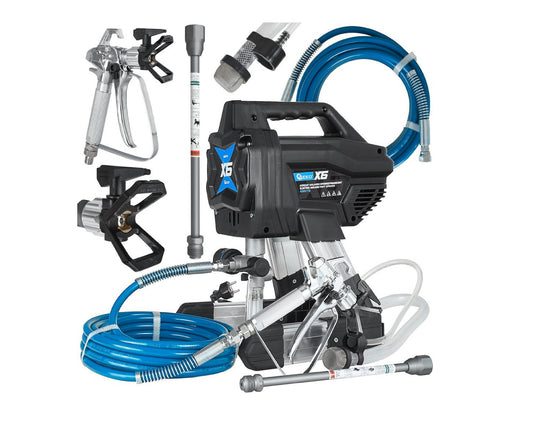 Agregat de vopsire hidrodinamic X6, 650 W, 200 bar, debit 1,4 l/min, cu pistol X-450 Si furtun de 7,5 m, Geko G80775
