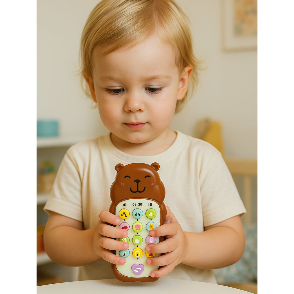 Telefon educational interactiv Capybara, efecte sonore si luminoase, 13.5 x 7 cm, Lean 28120