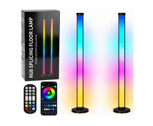 Veioze inteligente cu lumini LED RGB colorate, telecomanda cu aplicatie, 125 cm, 2 bucati, Lean 31094