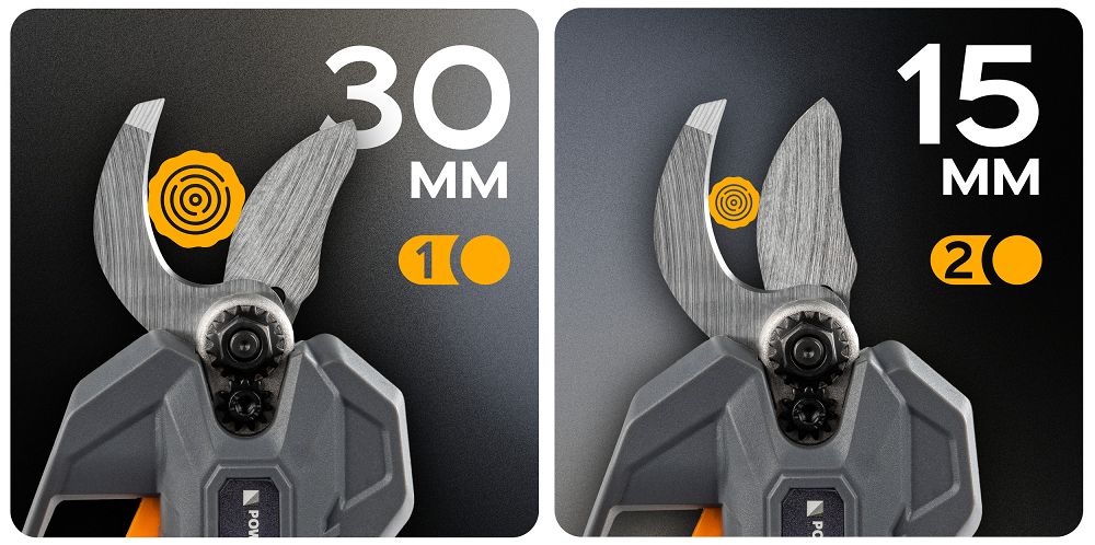 Foarfeca electrica cu acumulator pentru gradina PM-SA-21V-2AM, 30 mm, 1000 W, 2 x 21 V, afisaj LCD, Powermat PM1550