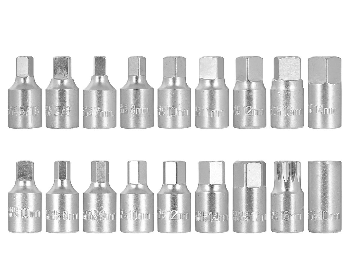 Set chei tubulare pentru buson baie de ulei, 3/8", 18 piese, Geko G02711A