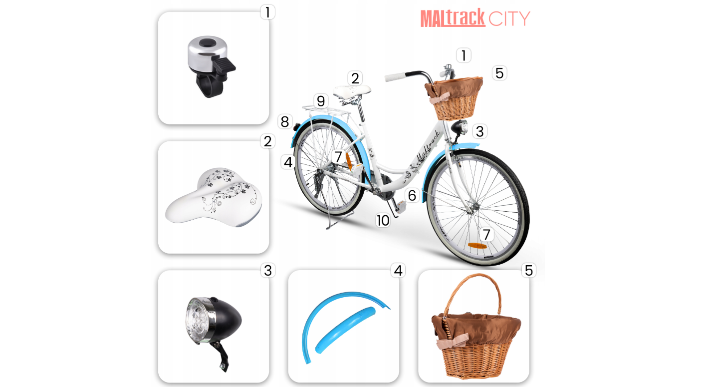 Bicicleta de oras dama  26x1,75, albastru mare, 17 kg, capacitate maxima 120 kg, MalTrack  111661