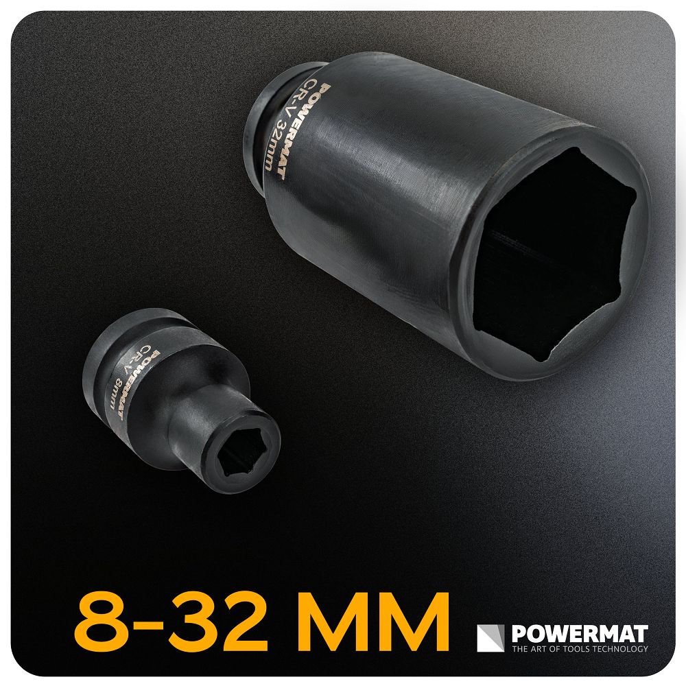 Set chei tubulare de impact PM-ZNU-832, 8-32 mm, 1 / 2", 35 bucati, Powermat PM1380
