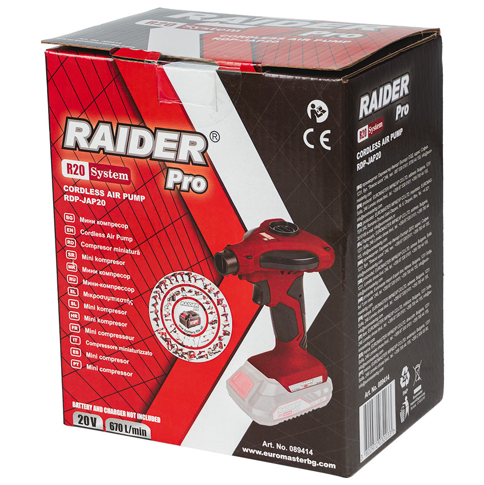 Pompa de aer RDP-JAP20 Solo (fara acumulator si incarcator), 670 l / min, Raider 089414