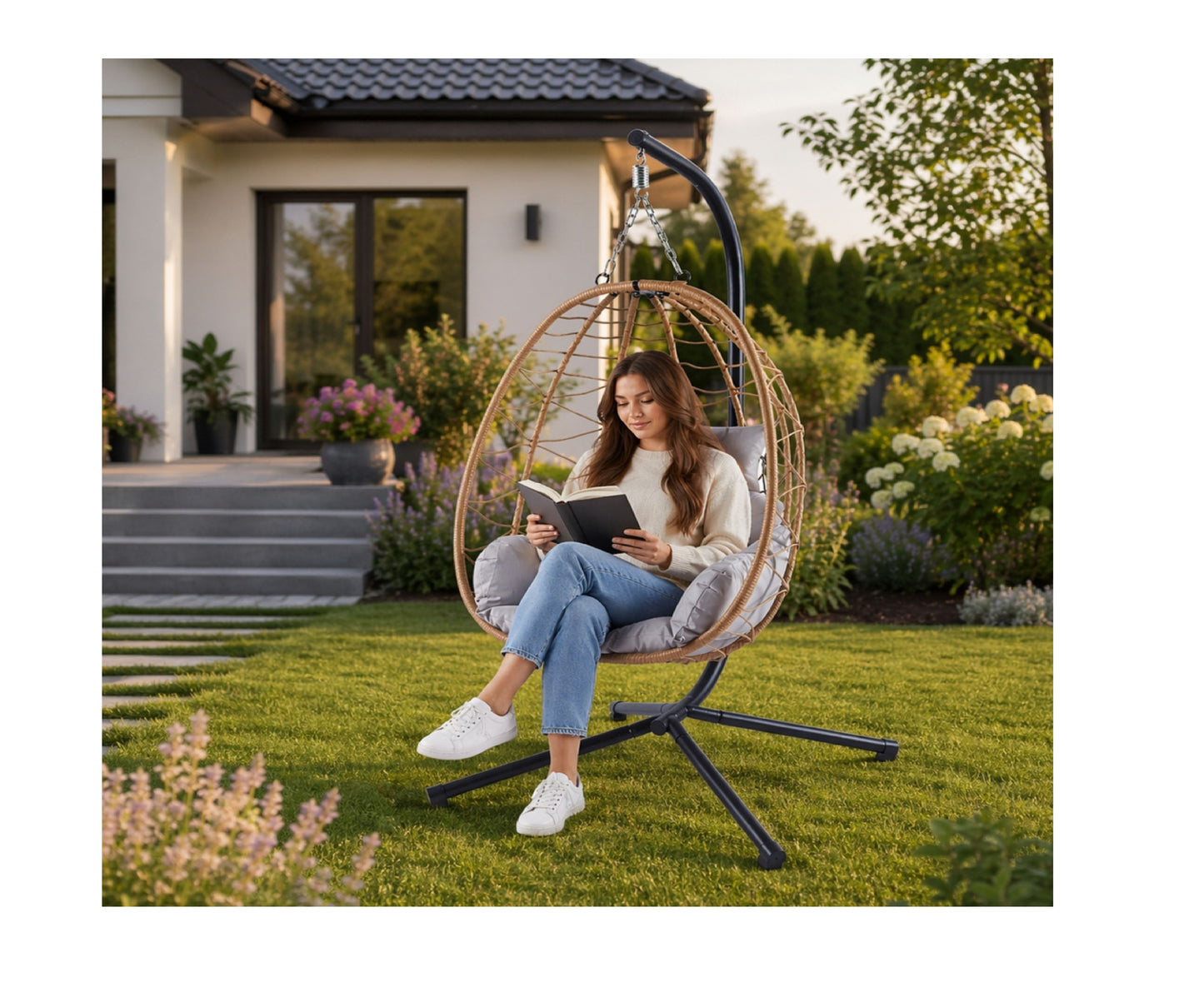 Balansoar suspendat de gradina Cocoon, maro, 110 cm, Lean 30644