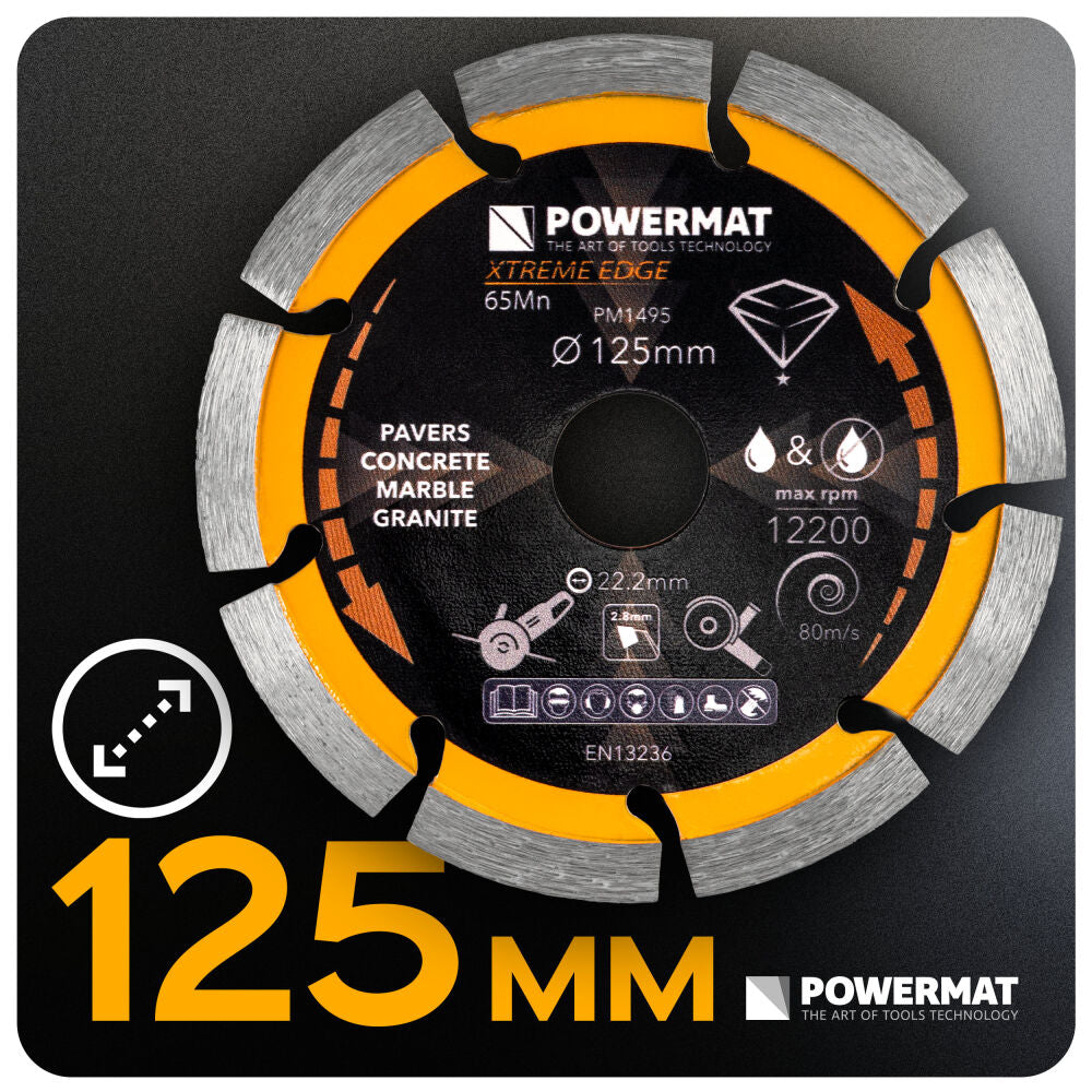 Disc diamantat segmentat PM-TDCS-1253T, 125 mm, Powermat PM1495