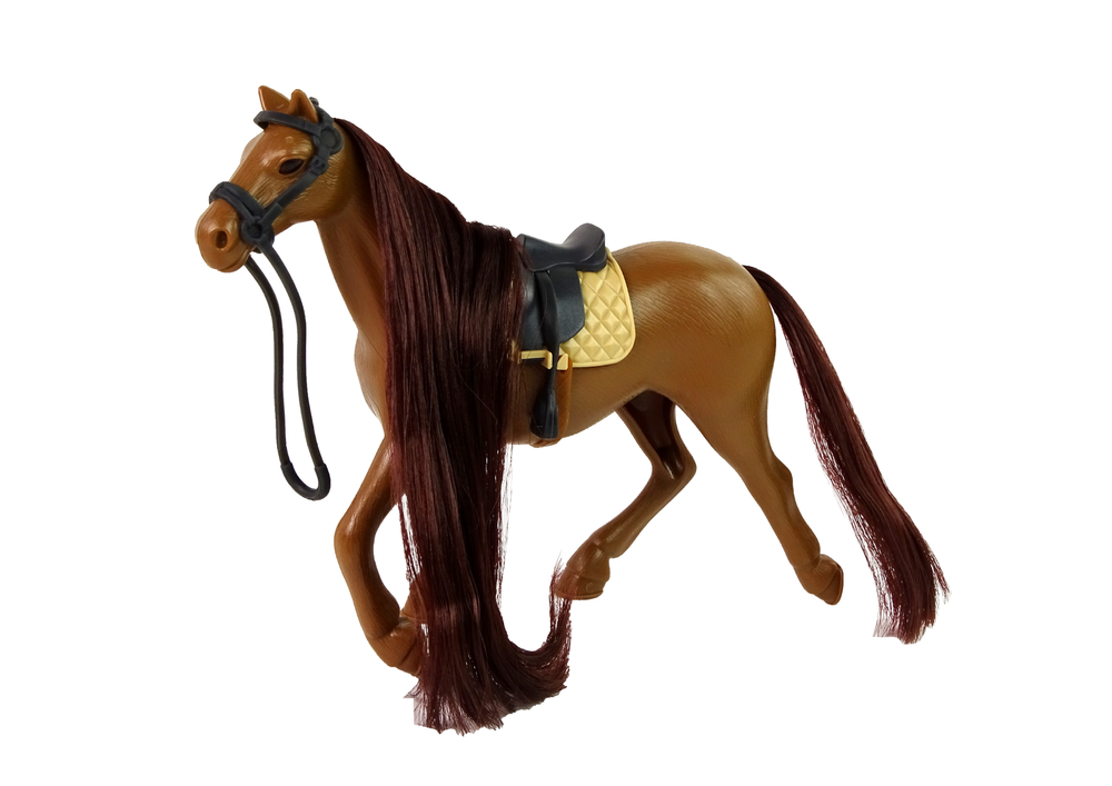 Figurina cal cu accesorii pentru ingrijire, grajd, 14 x 13 x 5 cm, Lean 13078
