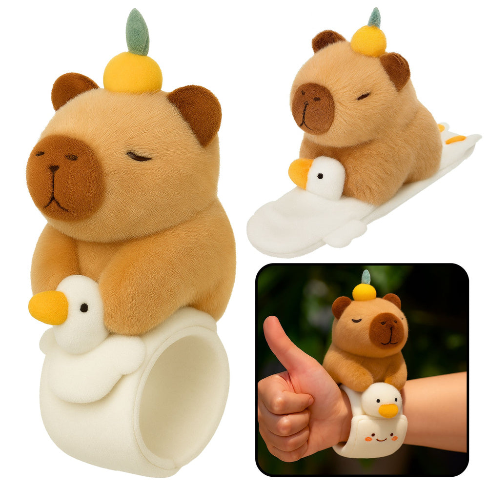 Bratara pentru copii cu capybara si ratusca, 23 cm, maro / alb, Lean 27546
