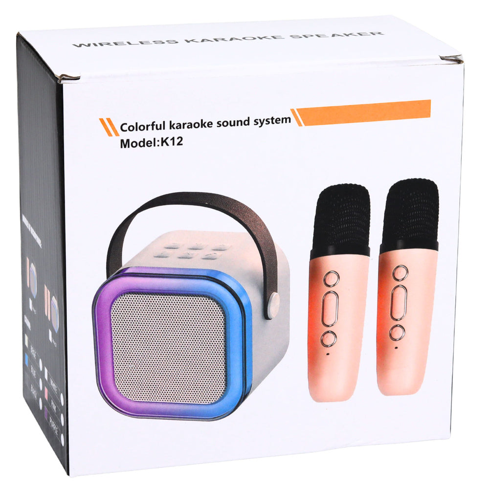 Set karaoke cu difuzor, 2 microfoane, lumini LED, Lean 25223