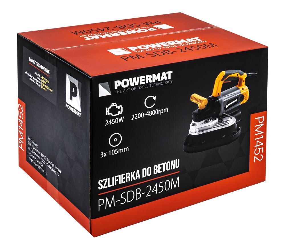 Masina pentru slefuit beton PM-SDB-2450M, 2450 W, Powermat PM1452