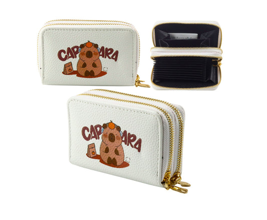 Portofel cu motiv Capybara, 2 compartimente, 12.5 x 8.5 x 4.5 cm, alb, Lean 27563