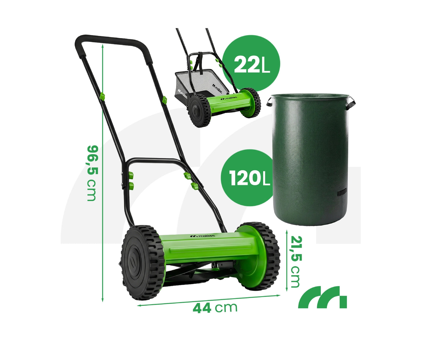 Masina de tuns iarba manuala MasterBlade300, cos colector 22 l, latime taiere 30 cm, MalTec 114106
