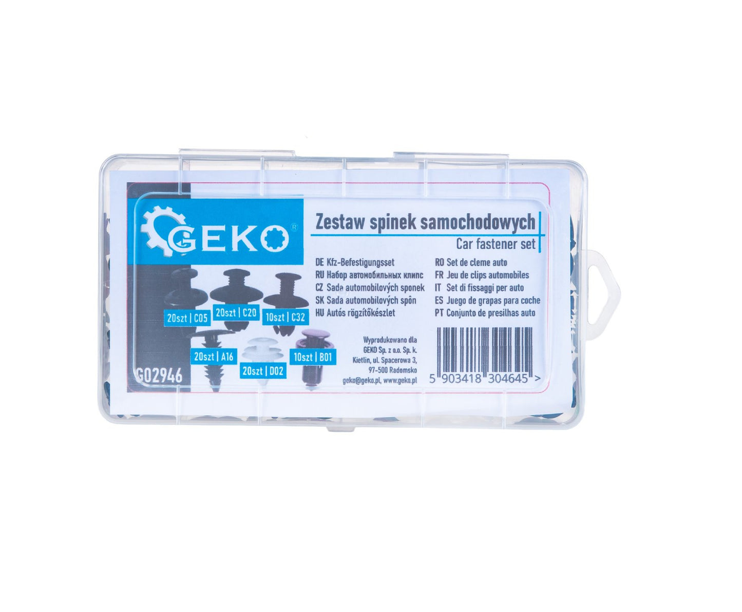 Set cleme si stifturi auto, 100 bucati, Geko G02946