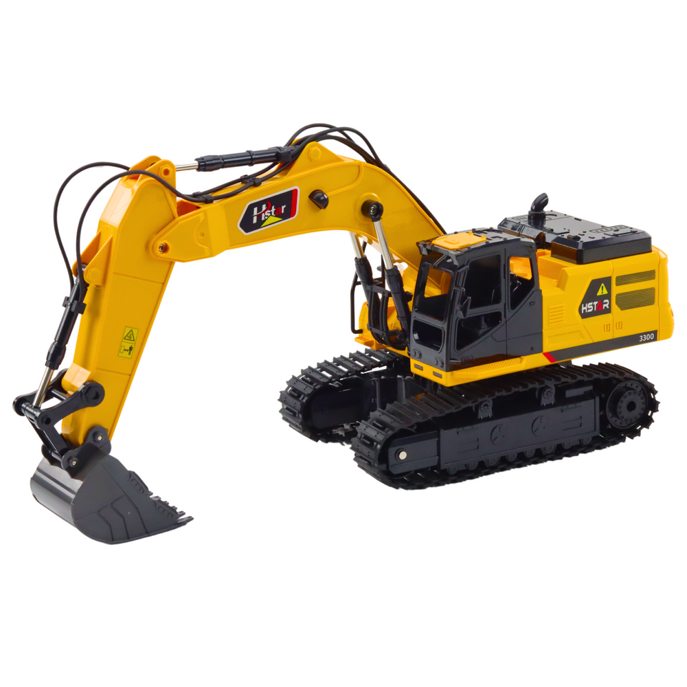 Excavator RC cu senile 6CH, 27MHz, alimentare USB, galben/negru, Lean 22699