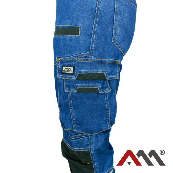 Salopeta de lucru din jeans elastic Colemann, albastru, marimea XL, Artmas ART456182