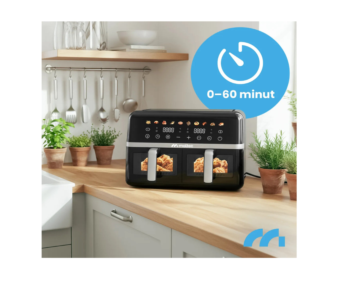 Friteuza dubla cu aer cald, 10 l, 2800 W, MalTec 113675