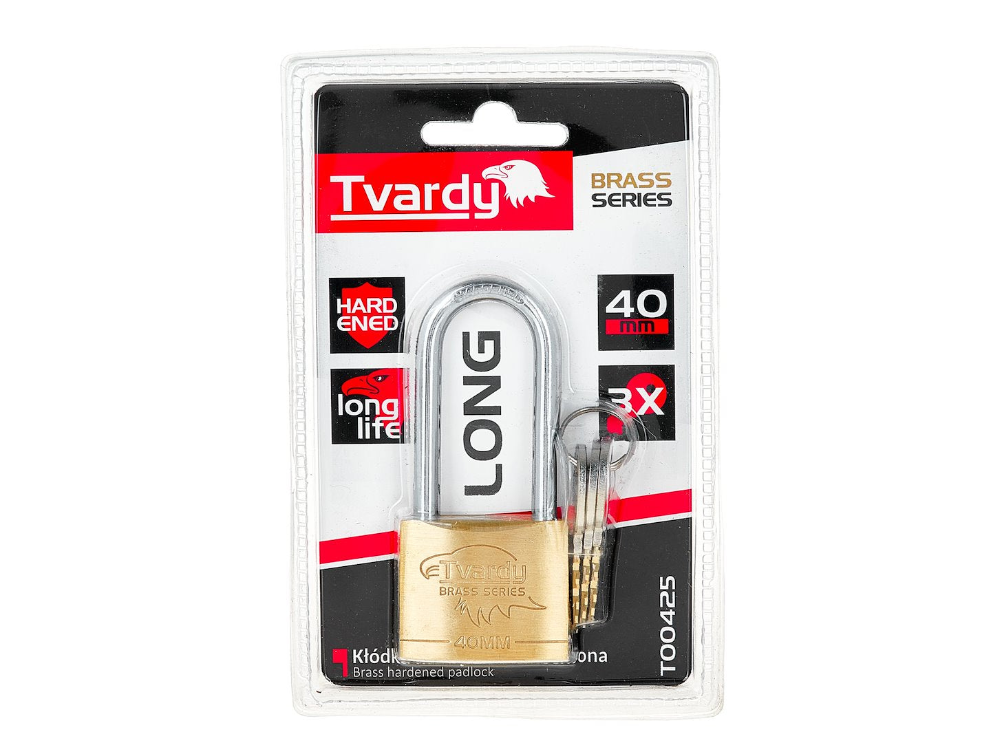 Lacat din alama cu inel lung ranforsat Brass Line, 40 mm, Tvardy T00425
