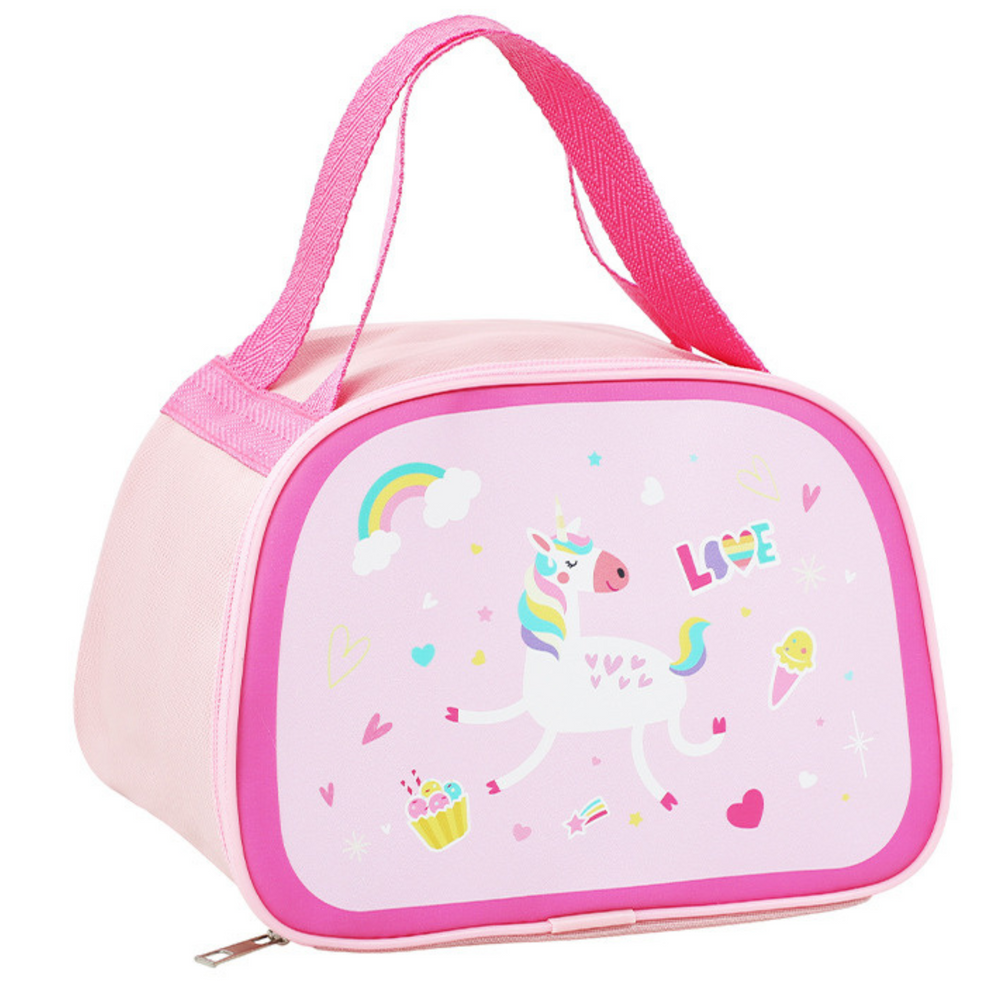 Geanta termica roz cu unicorn, 23 x 17 x 17 cm, roz, Lean 21583
