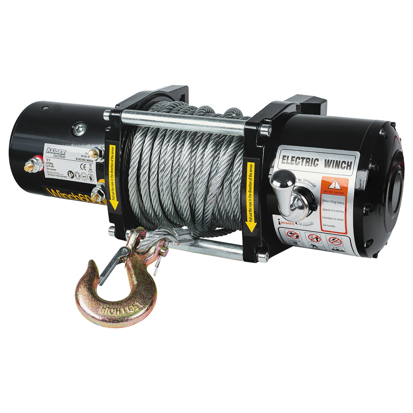 Troliu electric RD-EW11, 12 V, 2722 kg, 2.76 kW, 7.2 mm x 24 m, Raider 121611