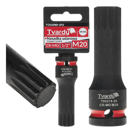 Cheie tubulara de impact SPLINE 1 / 2", M20, Cr-Mo, Tvardy T00218-20