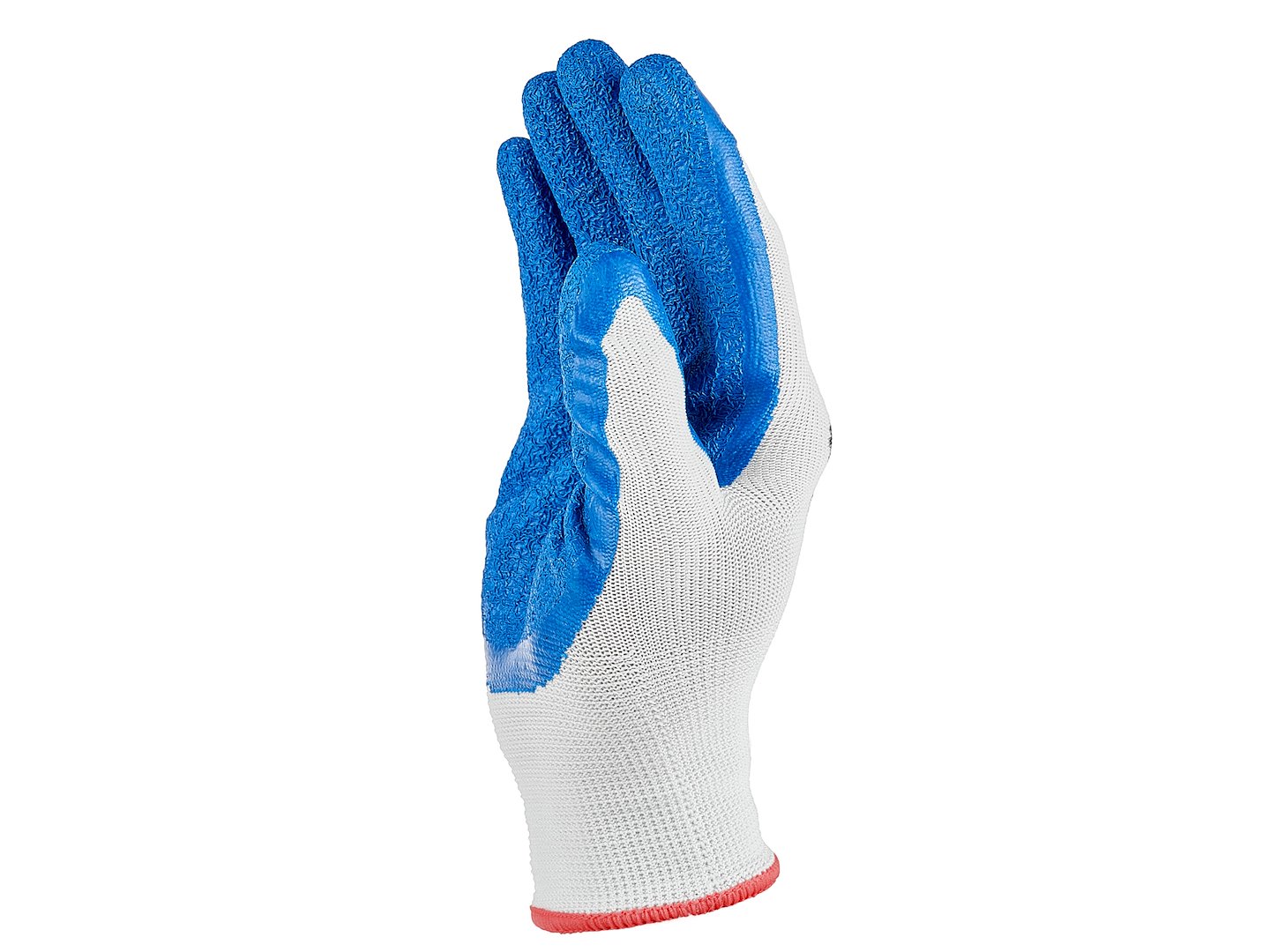 Manusi de protectie din poliester si acoperite cu latex, marimea 7, alb / albastru, Geko G75046