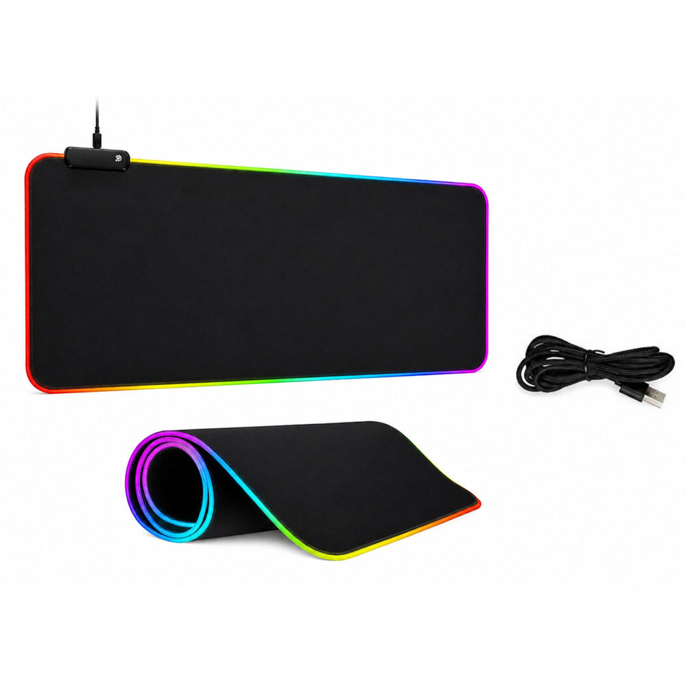 Mousepad cu iluminare LED, 80 x 30 cm, antiderapant, negru, Lean 20747