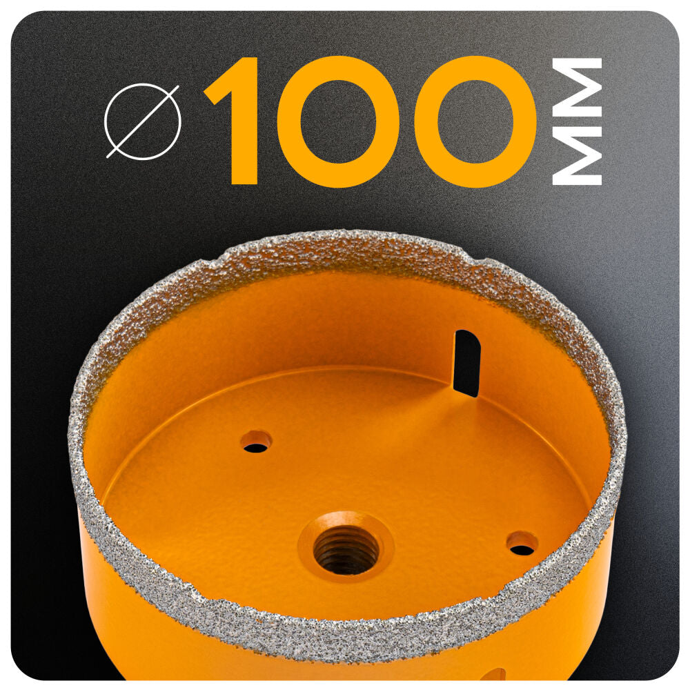 Carota diamantata pentru ceramica PM-DWK-100M14M, 100 mm, Powermat PM1580