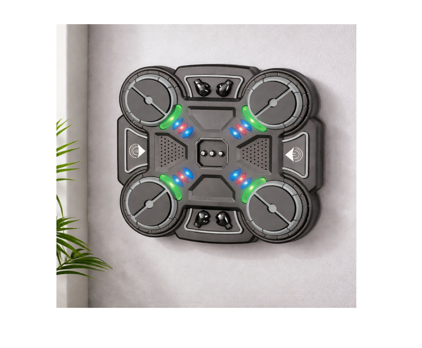 Tinta de box interactiva cu muzica si lumini LED, 4 zone de lovire, 3 viteze, negru, 30.5 x 27 x 4 cm, Lean 29089