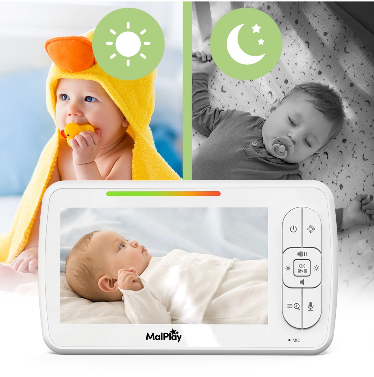 Camera rotativa pentru monitorizare bebelusi cu monitor VOX LCD 5”, MalPlay 113784