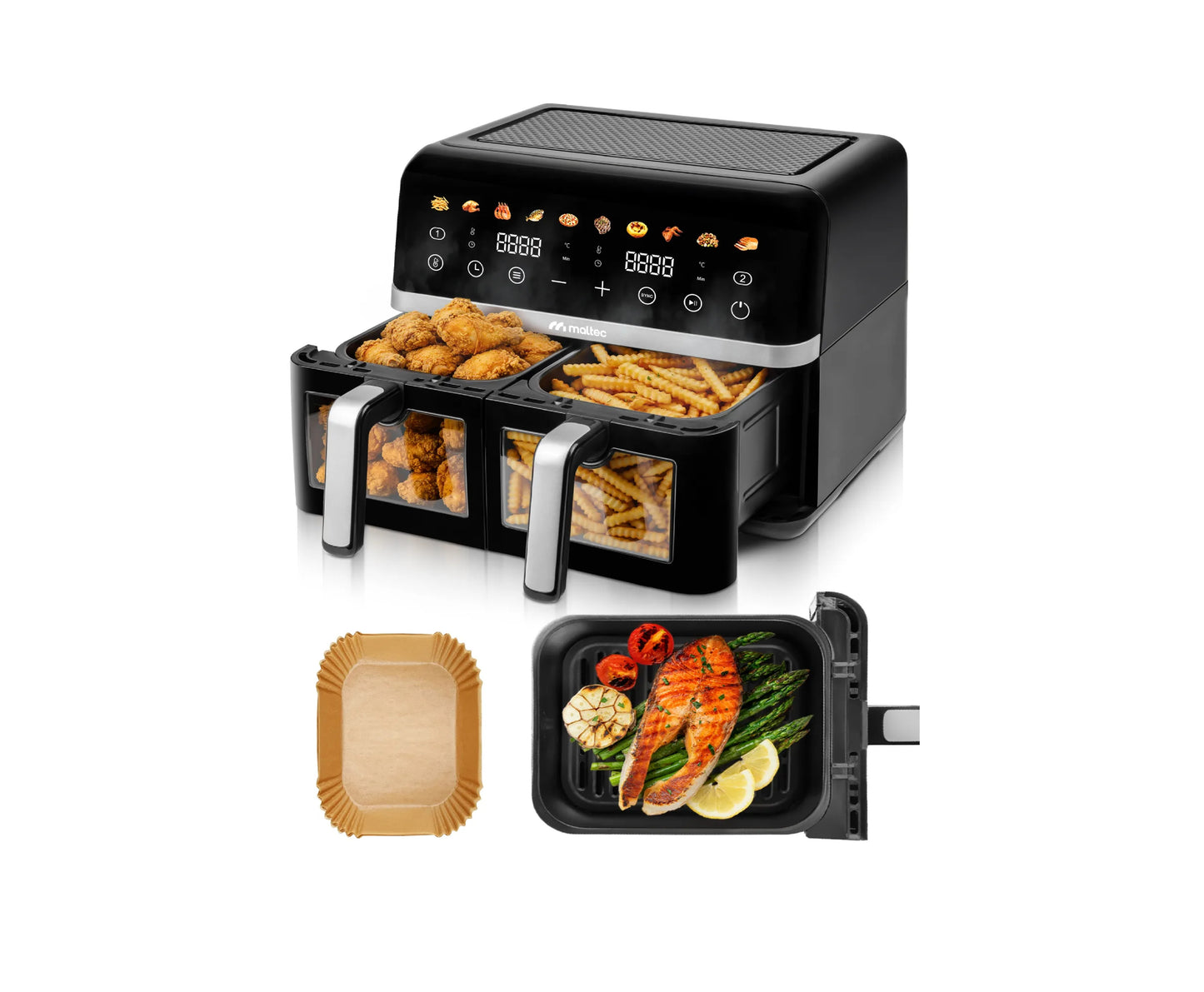 Friteuza dubla cu aer cald, 10 l, 2800 W, MalTec 113675