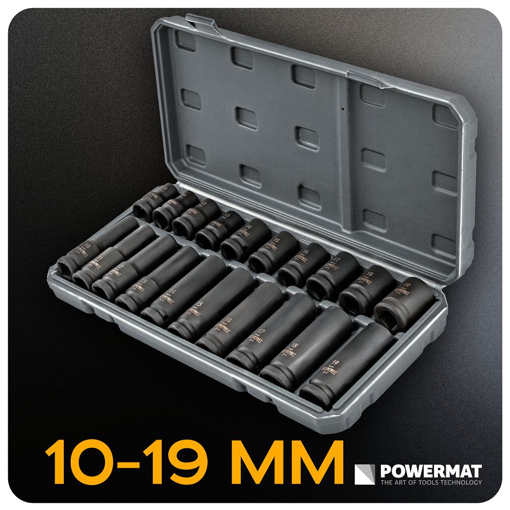 Set chei tubulare de impact PM-ZNU-1019T, 20 bucati, Powermat PM1385
