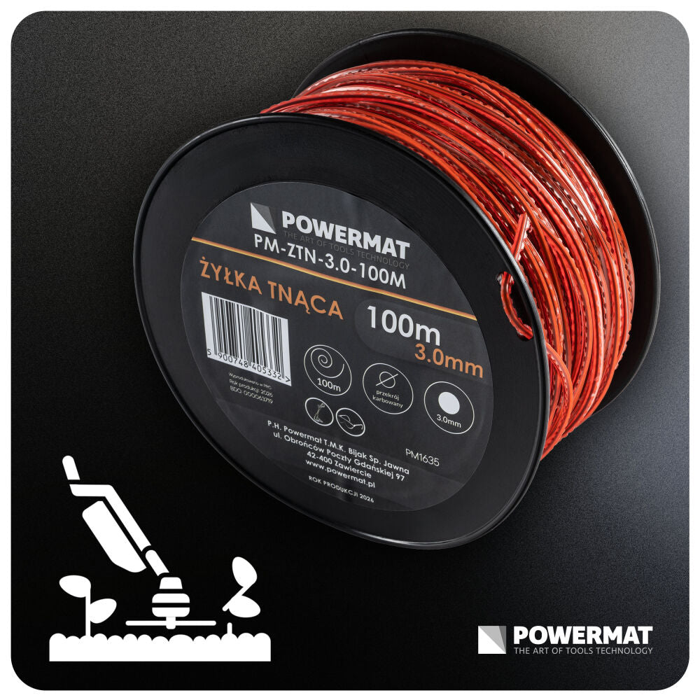 Fir patrat pentru motocoasa PM-ZTN-3.0-100M, 100 m, Powermat PM1635