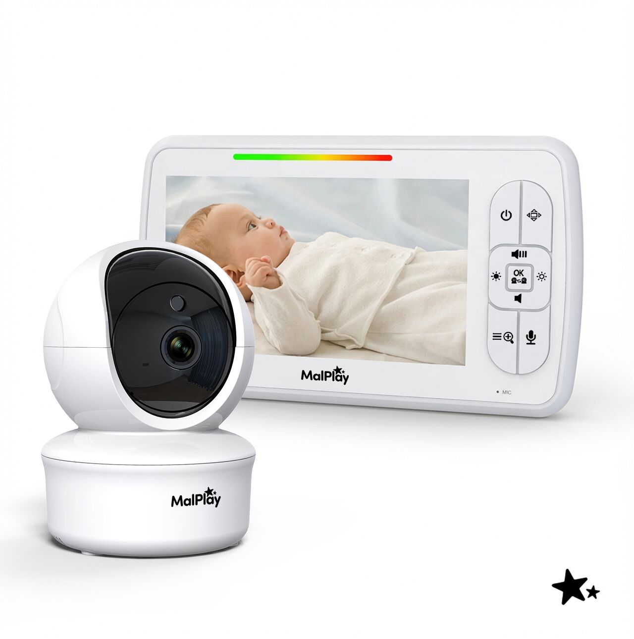 Camera rotativa pentru monitorizare bebelusi cu monitor VOX LCD 5”, MalPlay 113784