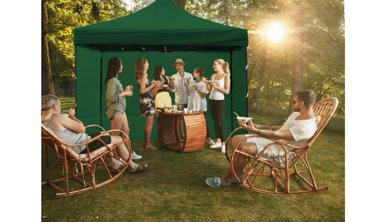 Cort pavilion cu 3 pereti, verde, 3 x 3 m, MalTec 112813