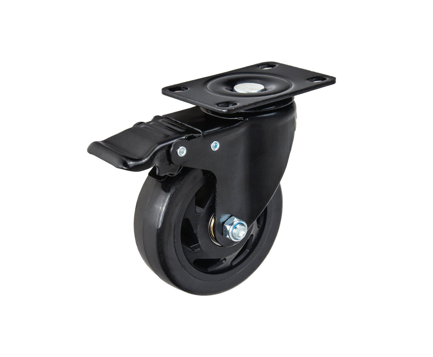 Set roti pivotante cu 2 roti frana, 100 mm, capacitate maxima 120 kg, 4 bucati, Geko G71550
