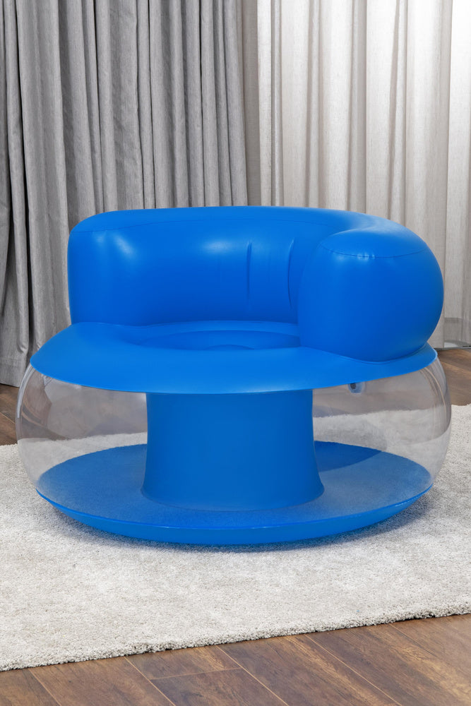 Fotoliu gonflabil, 112 x 112 x 70 cm, design ergonomic, PVC, albastru, Lean 22595