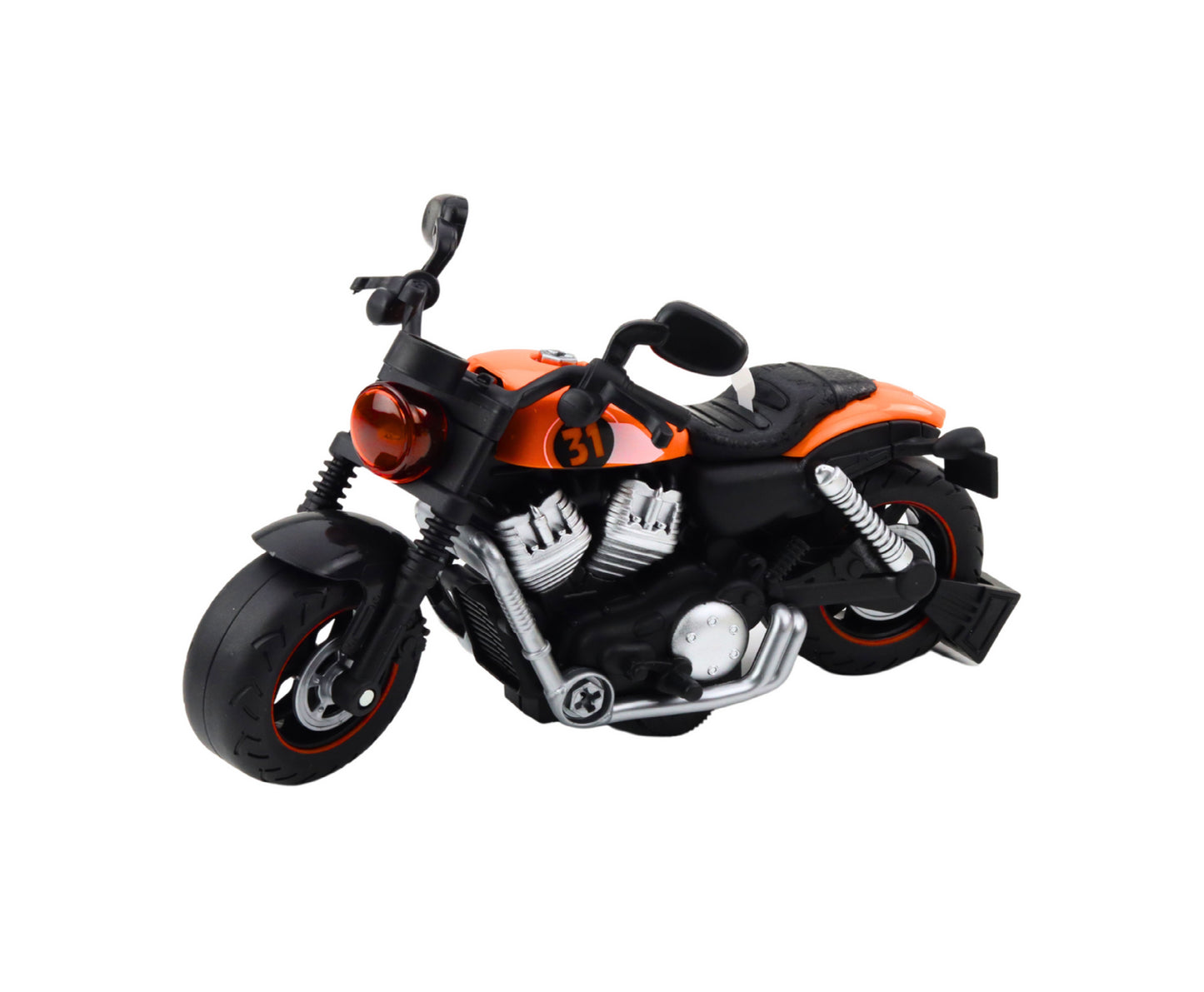 Motocicleta de jucarie cu efecte sonore si luminoase, 20 x 13 x 8 cm, negru / portocaliu, Lean 24217