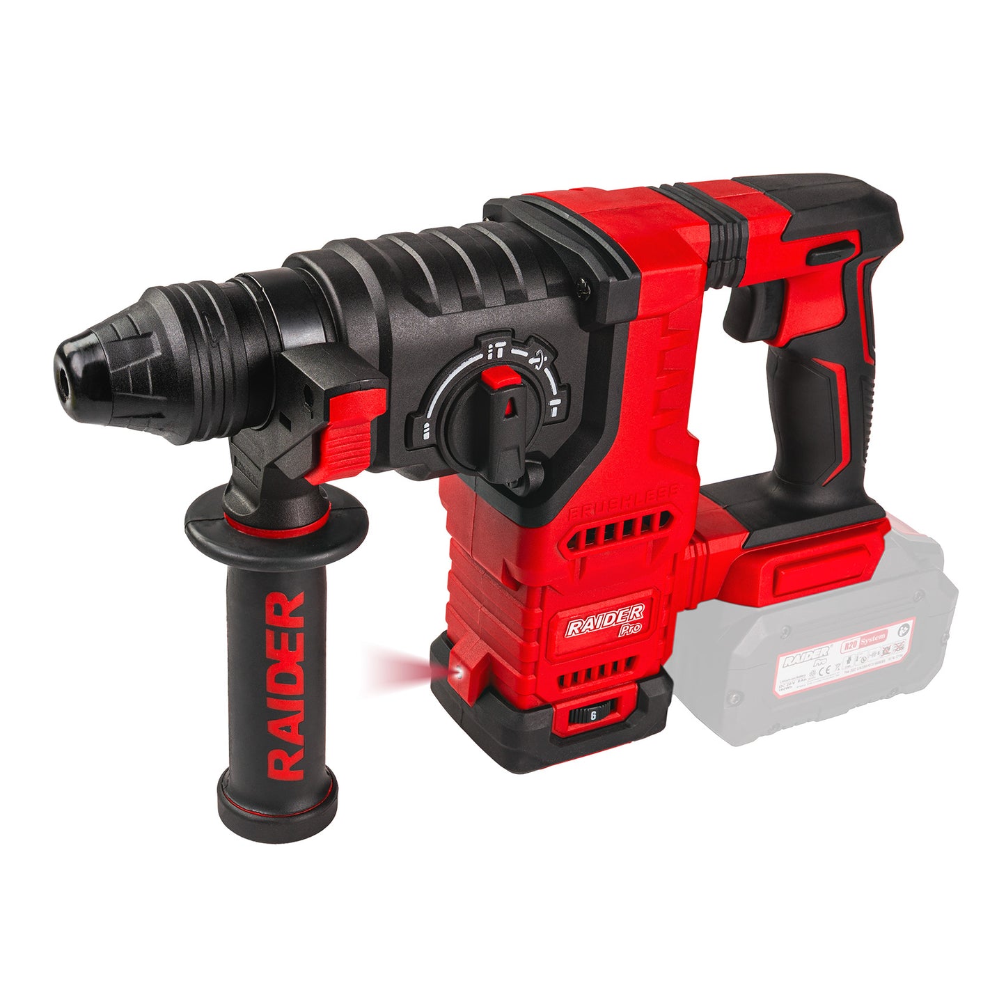 Ciocan rotopercutor brushless RDP-BBRH20 Solo (fara acumulator si incarcator) 3 J 4 functii 26 mm, Raider 030193