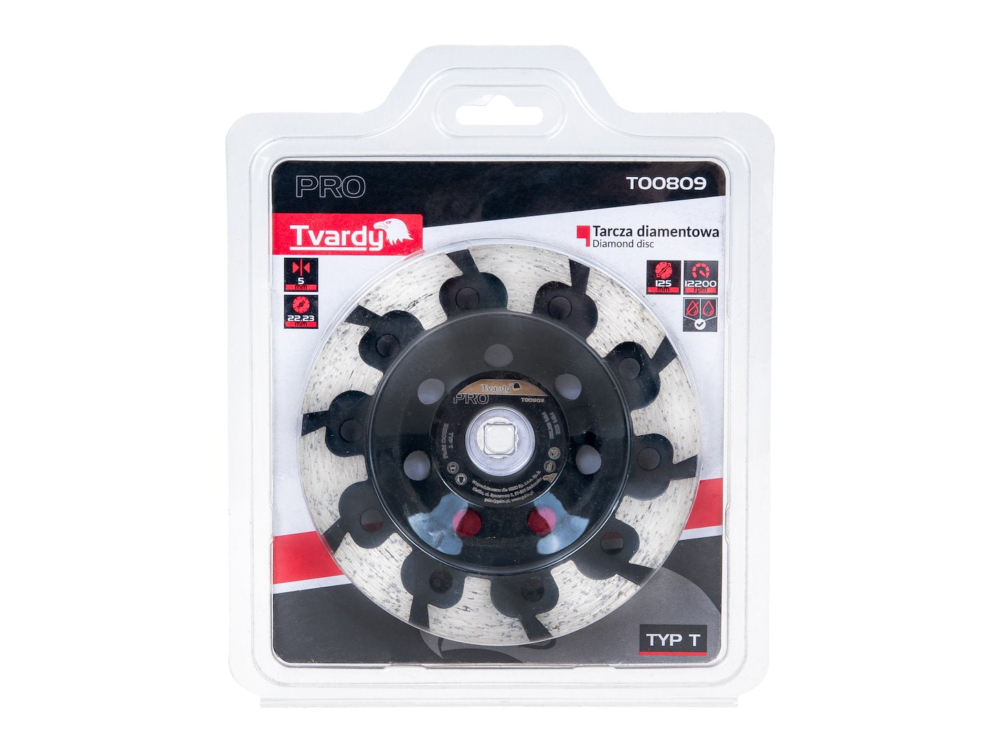 Disc diamantat segmentat tip T Profi, 125x5x22.23mm, Tvardy T00809