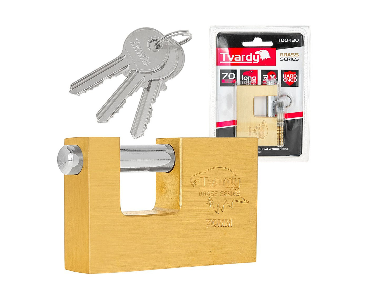 Lacat din alama ranforsat Brass Series, 70 mm, Tvardy T00430