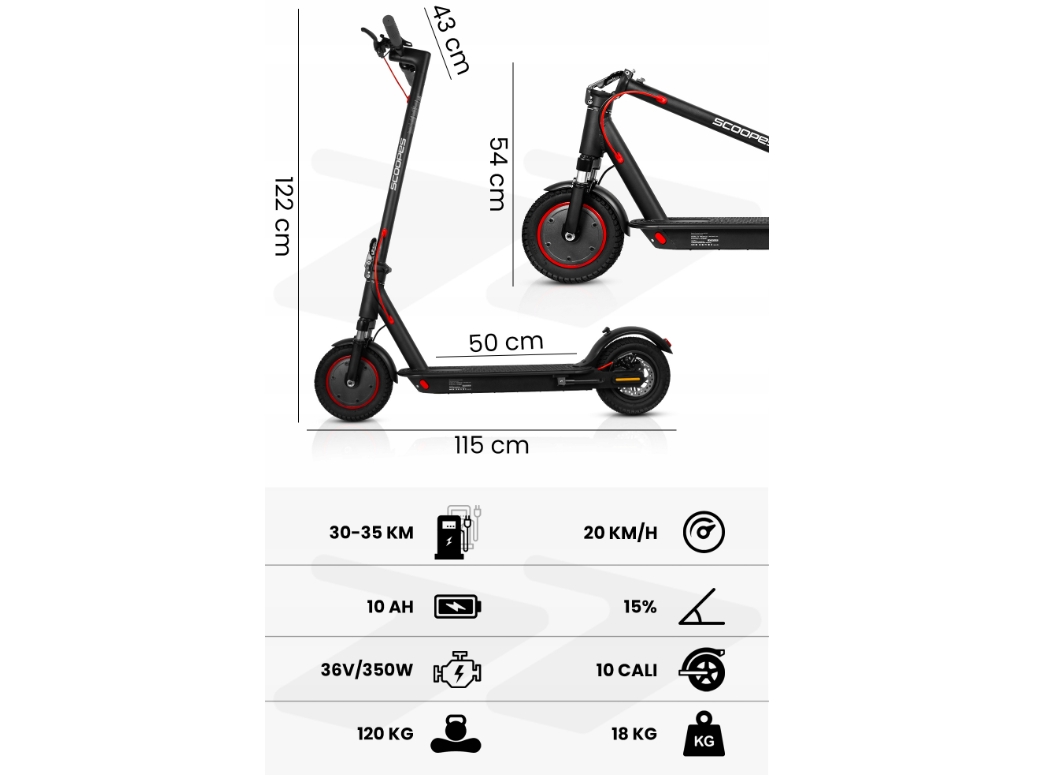 Trotineta electrica E-Cruise, 30-35 km / h, 10", 350 W, MalTec 112446